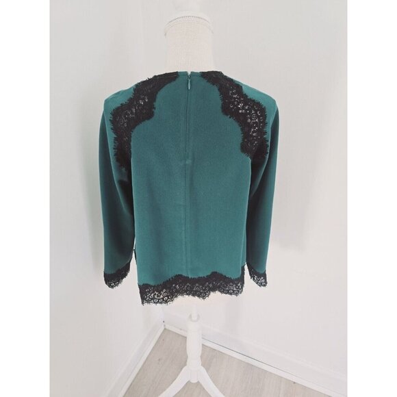 Tuckernuck Juniper Vail Blouse Emerald Green Black Lace Formal Top Shirt XS - Picture 9 of 14